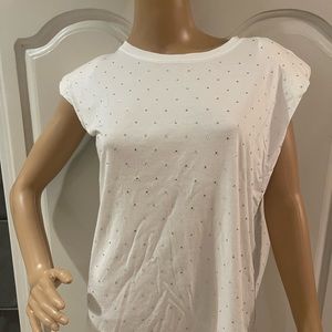 Generation Love Lex Crystal Sleeveless Shoulder Pads White Tee Choose Love